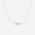 5.5 - 8.0 mm Cultured Freshwater Pearl Double Stone Adjustable Necklace 14K White Gold