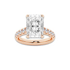6.55 ctw Radiant Lab-Grown Diamond Pave Engagement Ring in 14K Rose Gold for Women | E Color, VS1 Clarity, IGI Certified 6.00 ct Center Diamond