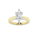 1.50 ctw Marquise Lab-Grown Diamond Minimalist Engagement Ring in 14K White Gold And Yellow Gold for Women | D Color, VVS1 Clarity, IGI Certified