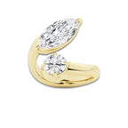 Ektara 4 ctw Marquise and Round Lab Grown Diamond Bypass Two Stone Ring 14K Yellow Gold, D, VVS | IGI Certified