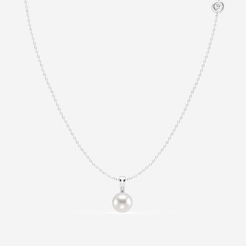 7.5 - 8.0 mm Cultured Freshwater Pearl Pendant 14K White Gold
