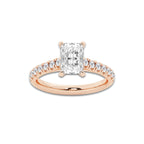 1.91 ctw Radiant Lab-Grown Diamond Pave Engagement Ring in 14K Rose Gold for Women | D Color, VVS1 Clarity, IGI Certified 1.50 ct Center Diamond