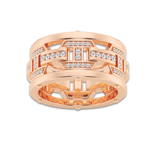 1/3 ctw Round Lab Grown Diamond Mariner Wedding Band 14K Rose Gold, DE, VS1