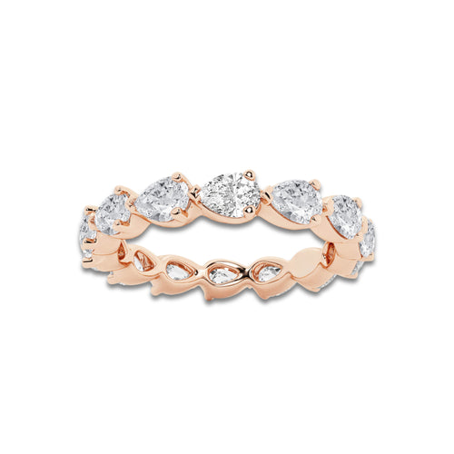 Cadence 2 ctw Floating Pear Lab Grown Diamond Eternity Band - 2.8mm Width 14K Rose Gold, DE, VS1
