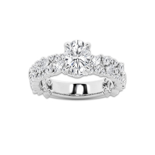 2 1/5 ctw Multi-Shape Lab Grown Diamond Scatter Fancy Side Stone Engagement Ring Platinum, D, VVS | 1 ct Center