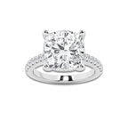 7.37 ctw Cushion Lab-Grown Diamond Hidden Halo Side Stone Engagement Ring in Platinum for Women | Colorless E, VS1 Clarity, IGI Certified 7.00 ct Center Diamond