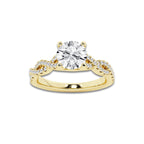 1.25 ctw Round Lab-Grown Diamond Twisted Shank Engagement Ring in 14K Yellow Gold for Women | E Color, VS1 Clarity, IGI Certified 1.00 ct Center Diamond