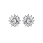 1 ctw Round Lab Grown Diamond Sunburst Earrings 14K White Gold, DE, VS1