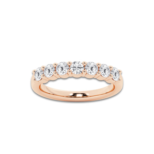 Genesis 1 ctw Round Lab Grown Diamond Seven Stone Shared Prong Anniversary Band 14K Rose Gold, DE, VS1