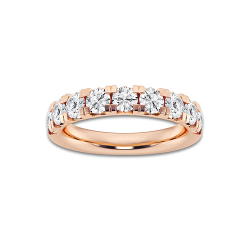 Annalise 1 1/2 ctw Round Lab Grown Diamond French Pave Wedding Band 14K Rose Gold, DE, VS1
