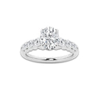1.29 Ct Oval Lab-Grown Diamond Half Eternity Engagement Ring in Platinum for Female, Colorless (E), VS1 Clarity | IGI Certified, 0.75 Ct Center Diamond