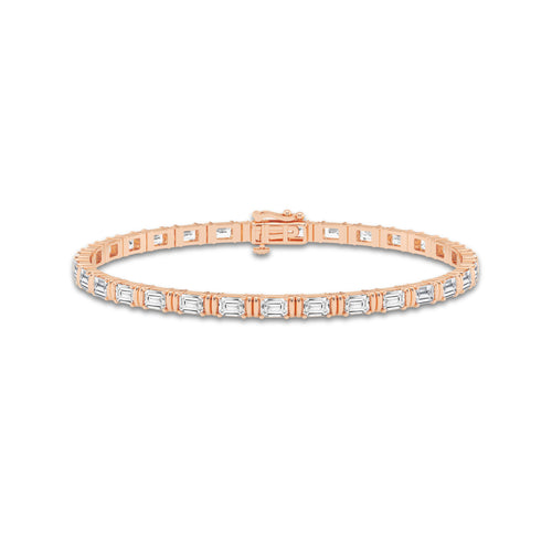 10 ctw Emerald Lab Grown Diamond Tennis Bracelet - 8 Inches 14K Rose Gold, DE, VS1