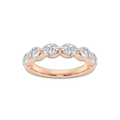 Malaya 1 1/2 ctw Oval Lab Grown Diamond Floating Anniversary Band 14K Rose Gold, DE, VS1
