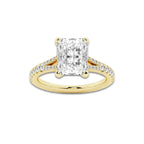 8.66 ctw Radiant Lab-Grown Diamond Split Shank Side Stone Engagement Ring in 14K Yellow Gold for Women | Colorless D, VVS1 Clarity, IGI Certified 8.00 ct Center Diamond