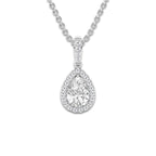 3/4 ctw Pear Lab Grown Diamond Halo Pendant 14K White Gold, DE, VS1 | 5/8 ct Center