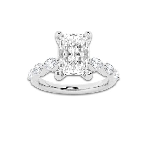 3.48 ctw Radiant Lab-Grown Diamond Marquise Side Stone Engagement Ring in Platinum for Women | Colorless D, VVS1 Clarity, IGI Certified 3.00 ct Center Diamond