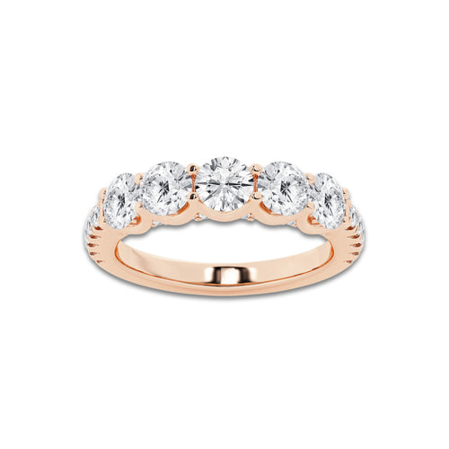 Joselyn 3 ctw Round Lab Grown Diamond Five-Stone Anniversary Band 14K Rose Gold, DE, VS1