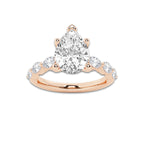 3.48 ctw Pear Lab-Grown Diamond Marquise Side Stone Engagement Ring in 14K Rose Gold for Women | Colorless D, VVS1 Clarity, IGI Certified 3.00 ct Center Diamond