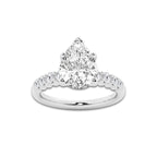 4.66 Ct Pear Lab-Grown Diamond Half Eternity Engagement Ring in 14K White Gold for Female, Colorless (E), VS1 Clarity | IGI Certified, 4.00 Ct Center Diamond