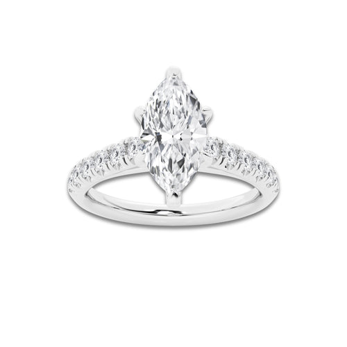 1.91 ctw Marquise Lab-Grown Diamond Pave Engagement Ring in 14K White Gold for Women | D Color, VVS1 Clarity, IGI Certified 1.50 ct Center Diamond