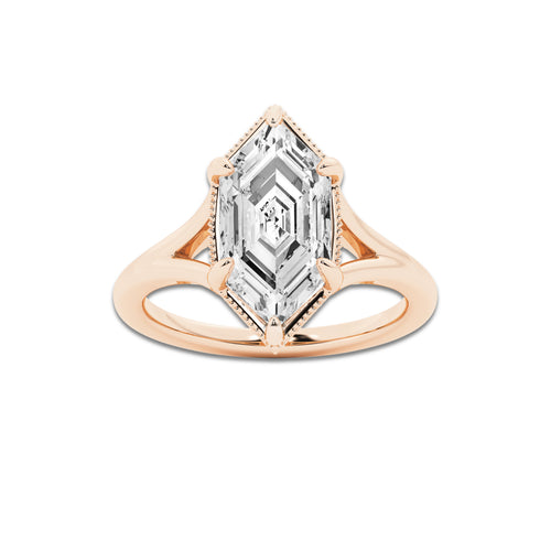 Huda 2 ctw Dutch Marquise Lab Grown Diamond Vintage Solitaire Engagement Ring 14K Rose Gold, EF, VS2 | IGI Certified, 2 ct Center