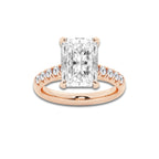 5.43 ctw Radiant Lab-Grown Diamond Pave Engagement Ring in 14K Rose Gold for Women | D Color, VVS1 Clarity, IGI Certified 5.00 ct Center Diamond