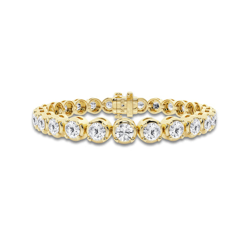 12 ctw Round Lab Grown Diamond Four Prong Tennis Bracelet -7 Inches 14K Yellow Gold, DE, VS1