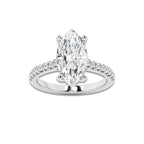 3.28 ctw Marquise Lab-Grown Diamond Hidden Halo Side Stone Engagement Ring in 18K White Gold for Women | Colorless D, VVS1 Clarity, IGI Certified 3.00 ct Center Diamond