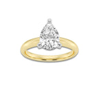 2.00 ctw Pear Lab-Grown Diamond Minimalist Engagement Ring in 14K White Gold And Yellow Gold for Women | D Color, VVS1 Clarity, IGI Certified