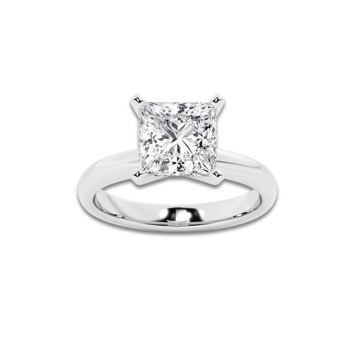 3.00 ctw Princess Lab-Grown Diamond Minimalist Engagement Ring in Platinum for Women | D Color, VVS1 Clarity, IGI Certified