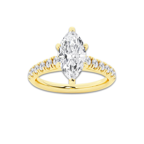 1.91 ctw Marquise Lab-Grown Diamond Pave Engagement Ring in 14K Yellow Gold for Women | E Color, VS1 Clarity, IGI Certified 1.50 ct Center Diamond