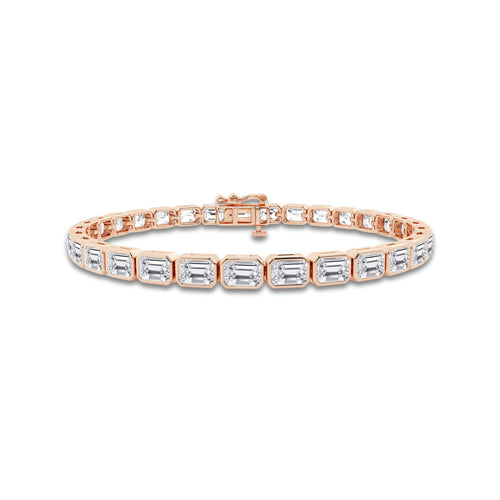 10 ctw Emerald Lab Grown Diamond East-West Bracelet - 6 Inches 14K Rose Gold, DE, VS1
