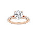 2.83 ctw Round Lab-Grown Diamond Split Shank Side Stone Engagement Ring in 14K Rose Gold for Women | Colorless E, VS1 Clarity, IGI Certified 2.50 ct Center Diamond