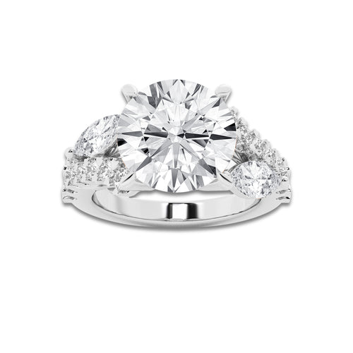 5 1/2 ctw Round Lab Grown Diamond Engagement Ring Platinum, D, VVS | 4 ct Center