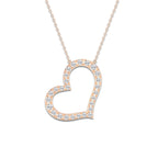 1 ctw Round Lab Grown Diamond 1 Inch Sideways Heart Pendant 14K Rose Gold, DE, VS1