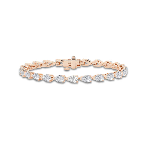 10 ctw Pear Lab Grown Diamond East-West Tennis Bracelet - 6 Inches 14K Rose Gold, DE, VS1