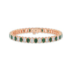 12 ctw Oval Created Emerald and Oval Lab Grown Diamond Four-Prong Tennis Bracelet - 7 Inches 14K Rose Gold