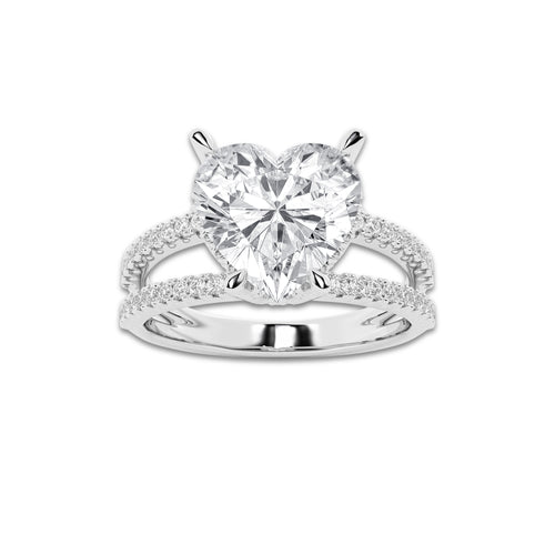 3 1/3 ctw Heart Lab Grown Diamond Engagement Ring Platinum, D, VVS | 3 ct Center