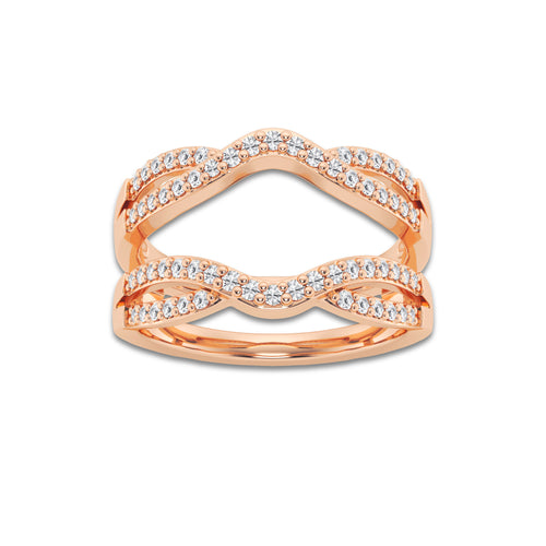 Vera 1 1/10 ctw Round Lab Grown Diamond Crossover Ring Enhancer 14K Rose Gold, DE, VS1
