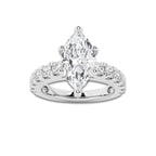 2.50 ctw Marquise Lab-Grown Diamond Split-Prong Set Side Stone Engagement Ring in 14K White Gold for Women | Colorless D, VVS1 Clarity, IGI Certified 1.50 ct Center Diamond