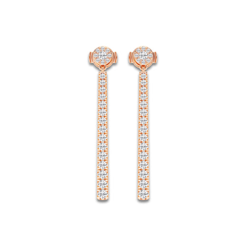 1 ctw Round Lab Grown Diamond Hinged Graduated Drop Earrings 14K Rose Gold, DE, VS1