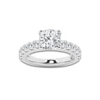 3.50 ctw Cushion Lab-Grown Diamond Split-Prong Set Side Stone Engagement Ring in Platinum for Women | Colorless D, VVS1 Clarity, IGI Certified 2.50 ct Center Diamond