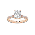 2.78 ctw Elongated Cushion Lab-Grown Diamond Hidden Halo Side Stone Engagement Ring in 18K Rose Gold for Women | Colorless E, VS1 Clarity, IGI Certified 2.50 ct Center Diamond