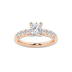 1.52 ctw Elongated Cushion Lab-Grown Diamond Side Stone Engagement Ring in 14K Rose Gold for Women | Colorless E, VS1 Clarity, IGI Certified 1.00 Ct Center Diamond