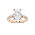 3.28 ctw Radiant Lab-Grown Diamond Hidden Halo Side Stone Engagement Ring in 18K Rose Gold for Women | Colorless E, VS1 Clarity, IGI Certified 3.00 ct Center Diamond