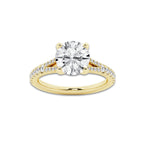 2.83 ctw Round Lab-Grown Diamond Split Shank Side Stone Engagement Ring in 14K Yellow Gold for Women | Colorless E, VS1 Clarity, IGI Certified 2.50 ct Center Diamond
