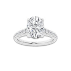 2.41 ctw Oval Lab-Grown Diamond Pave Engagement Ring in 14K White Gold for Women | E Color, VS1 Clarity, IGI Certified 2.00 ct Center Diamond