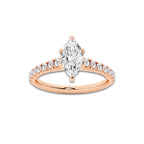0.89 ctw Marquise Lab-Grown Diamond Pave Engagement Ring in 14K Rose Gold for Women | E Color, VS1 Clarity, IGI Certified 0.50 ct Center Diamond