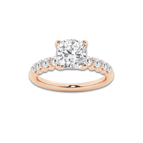 3.04 ctw Pear Lab-Grown Diamond Side Stone Engagement Ring in 14K Rose Gold for Women | Colorless D, VVS1 Clarity, IGI Certified 2.50 Ct Center Diamond