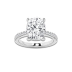 5.30 ctw Elongated Cushion Lab-Grown Diamond Hidden Halo Side Stone Engagement Ring in Platinum for Women | Colorless D, VVS1 Clarity, IGI Certified 5.00 ct Center Diamond